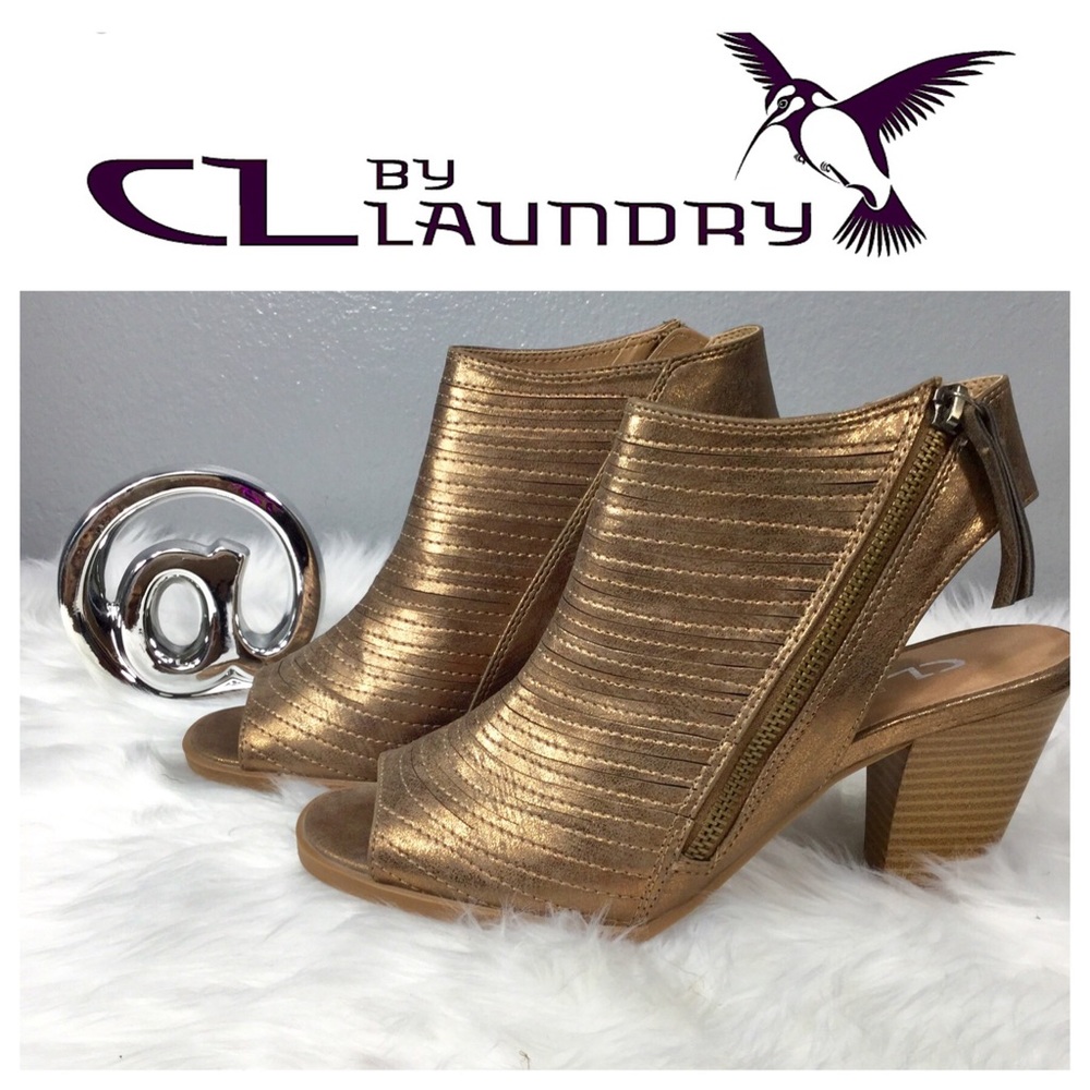 Chinese laundry metallic bronze peep toe booties.
